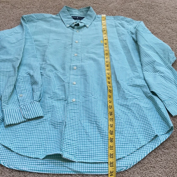 Ralph Lauren classic fit mens large green gingham cotton L/S shirt. - Picture 4 of 7